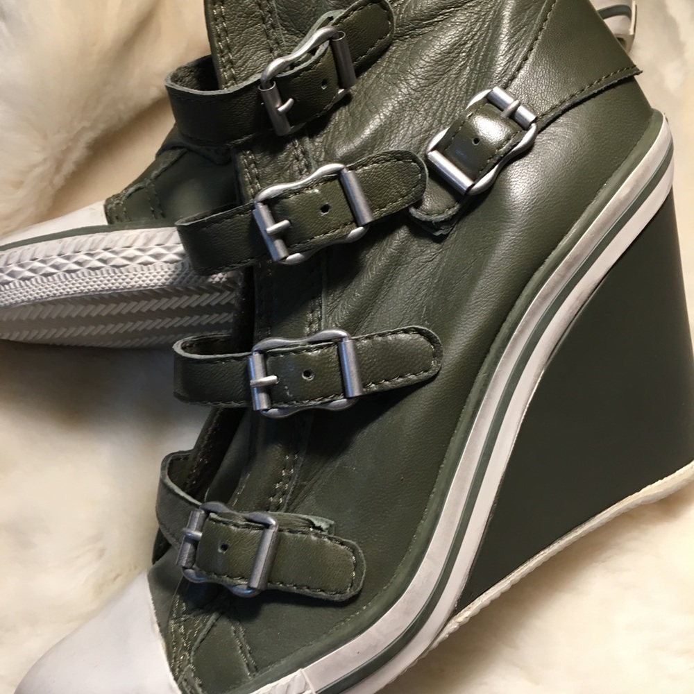 Ash size 8 Green Leather Wedged Sneakers